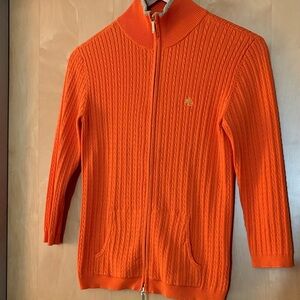 Orange Cable Knit Sweater with RL Monogram